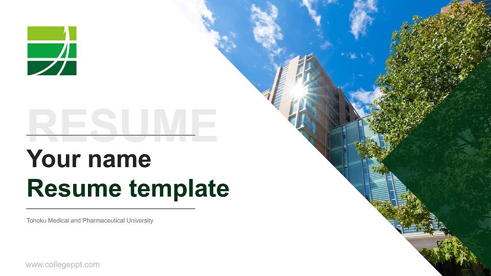 Tohoku Medical and Pharmaceutical University Resume PPT Template16:9 ratio PPT effect preview image