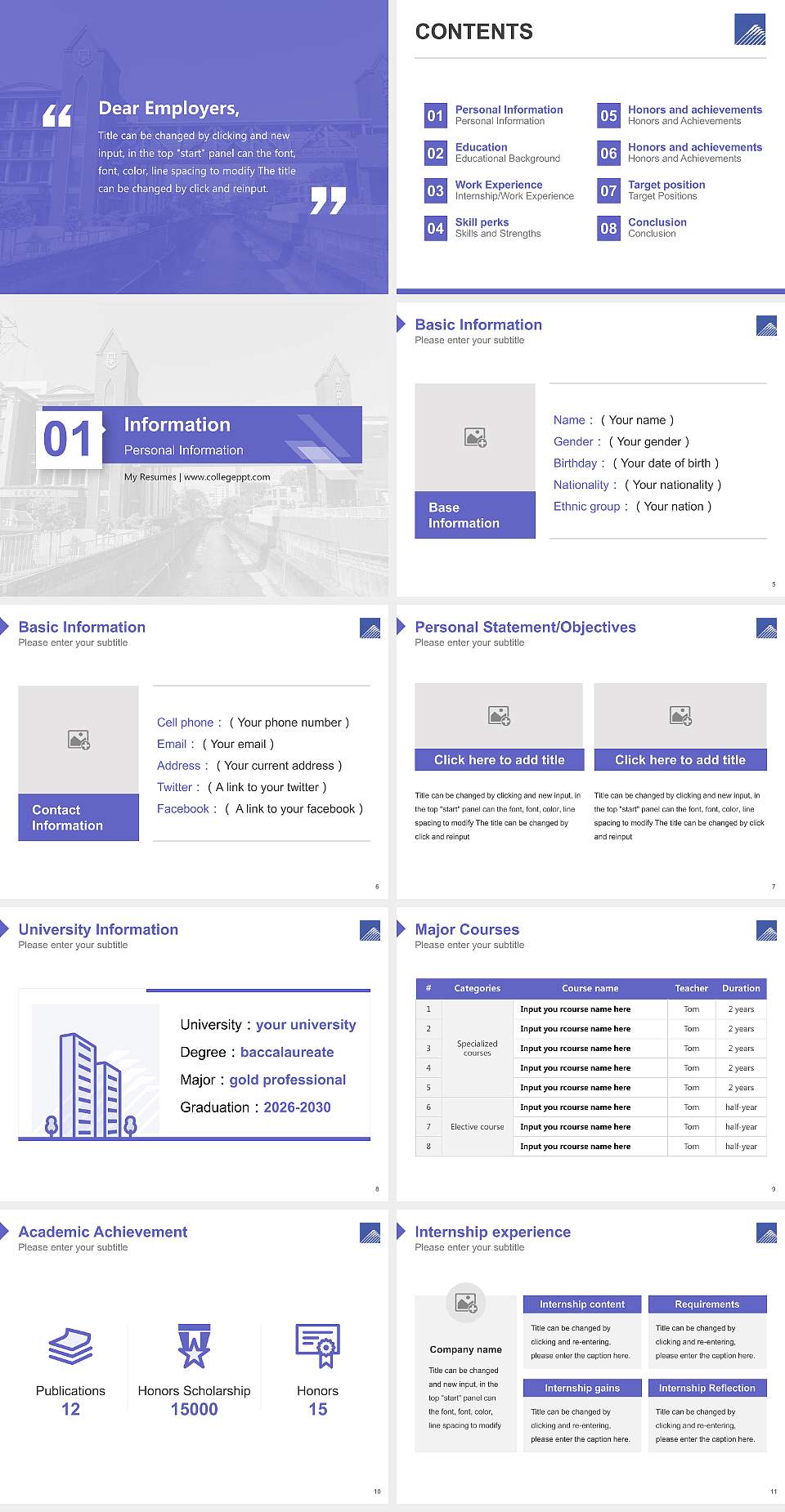 Tokyo Fuji University Resume PPT Template4:3 ratio PPT effect preview image2