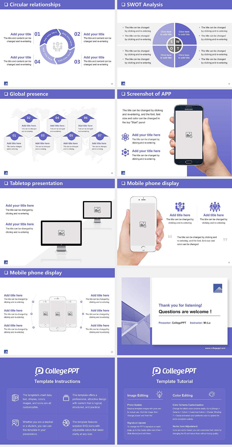 Tokyo Fuji University General PPT Template4:3 ratio PPT effect preview image5