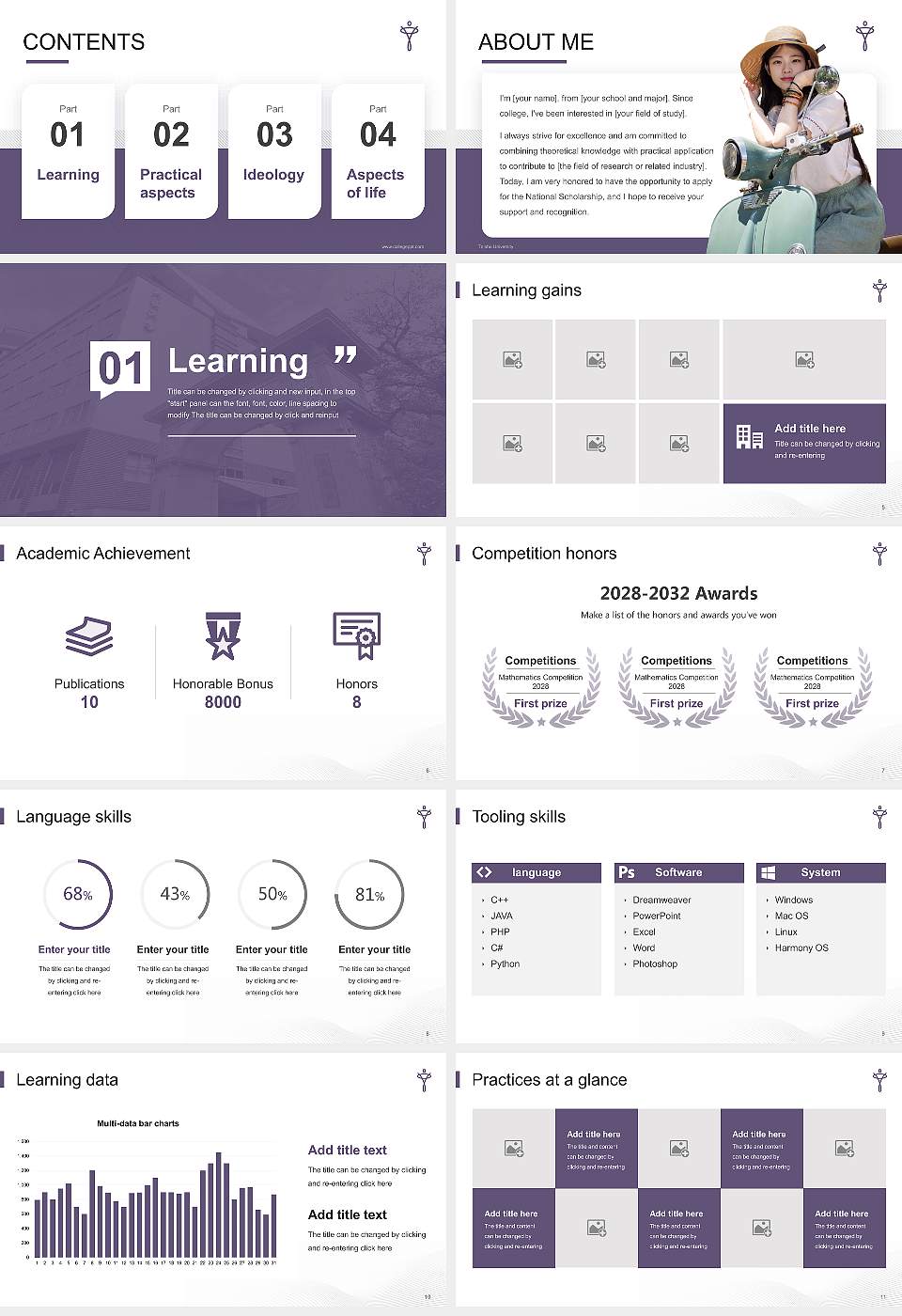Taisho University National Scholarship Defense PPT Template16:9 ratio PPT effect preview image2