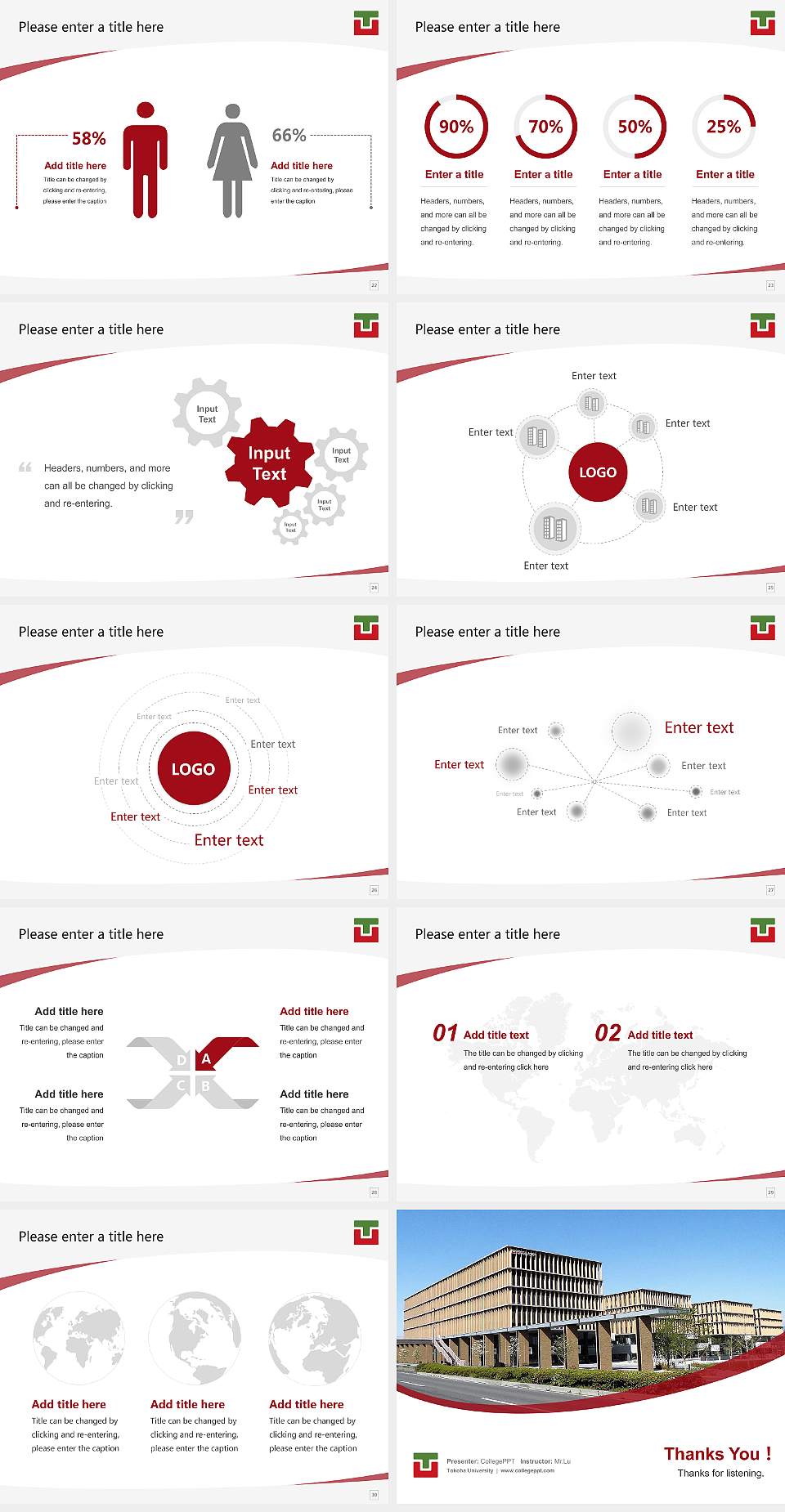 Tokoha University Course/Courseware Creation PPT Template4:3 ratio PPT effect preview image4