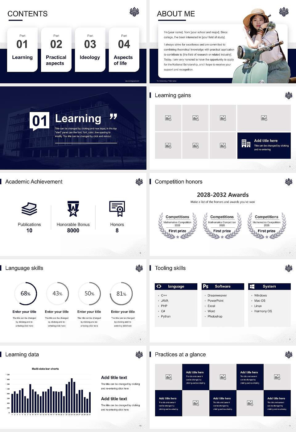 Toin University of Yokohama National Scholarship Defense PPT Template16:9 ratio PPT effect preview image2