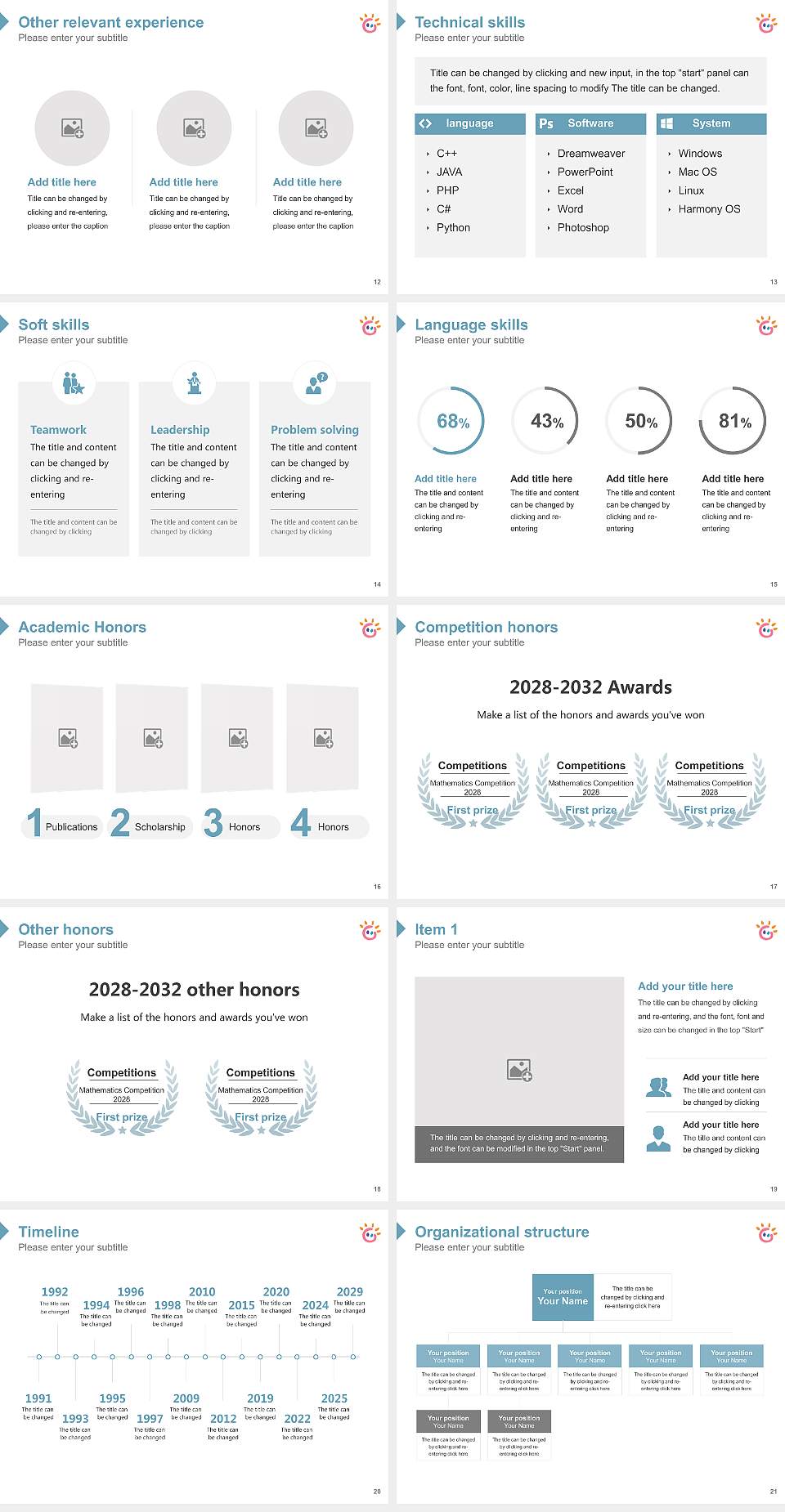 Tezukayama University – Nara Gakuen-Mae Campus Resume PPT Template4:3 ratio PPT effect preview image3