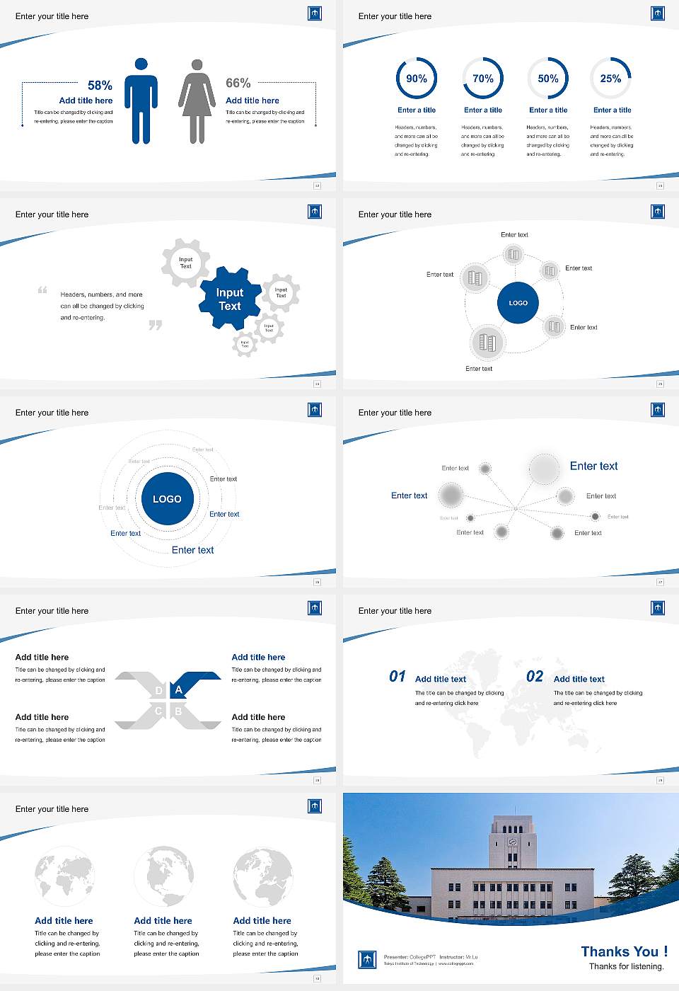 Tokyo Institute of Technology Course/Courseware Creation PPT Template16:9 ratio PPT effect preview image4
