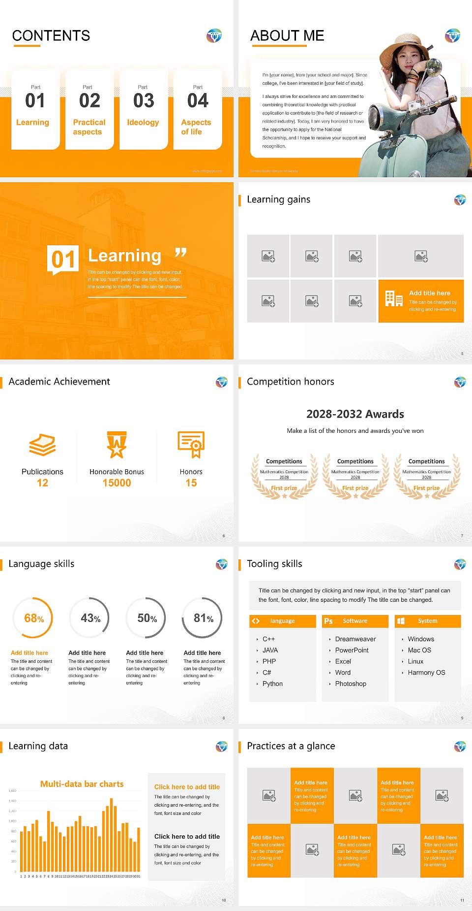 Tohoku Bunka Gakuen University National Scholarship Defense PPT Template4:3 ratio PPT effect preview image2