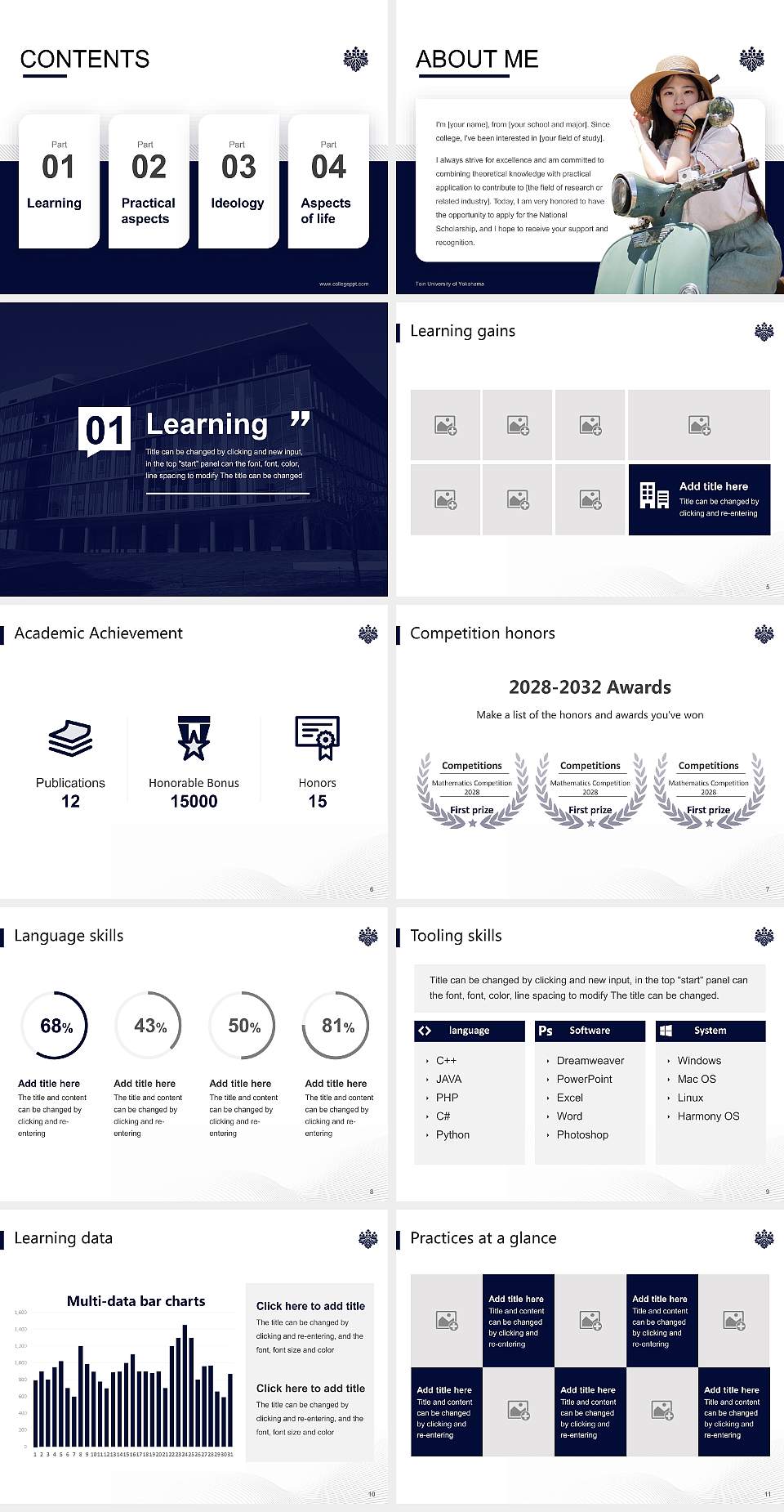 Toin University of Yokohama National Scholarship Defense PPT Template4:3 ratio PPT effect preview image2