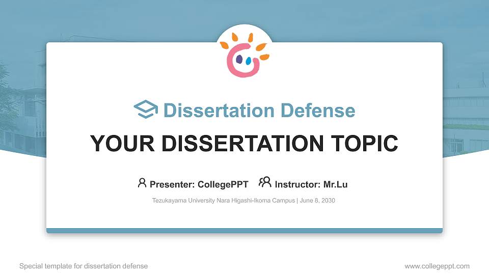 Tezukayama University Nara Higashi-Ikoma Campus Graduation Thesis Defense PPT Template16:9 ratio PPT effect preview image