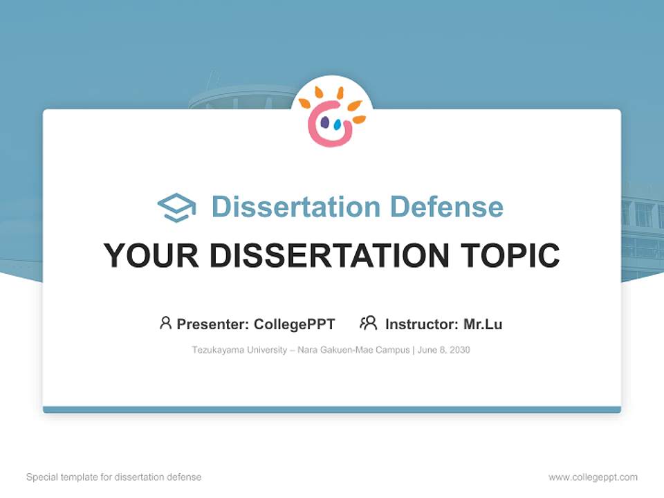 Tezukayama University – Nara Gakuen-Mae Campus Graduation Thesis Defense PPT Template4:3 ratio PPT effect preview image7
