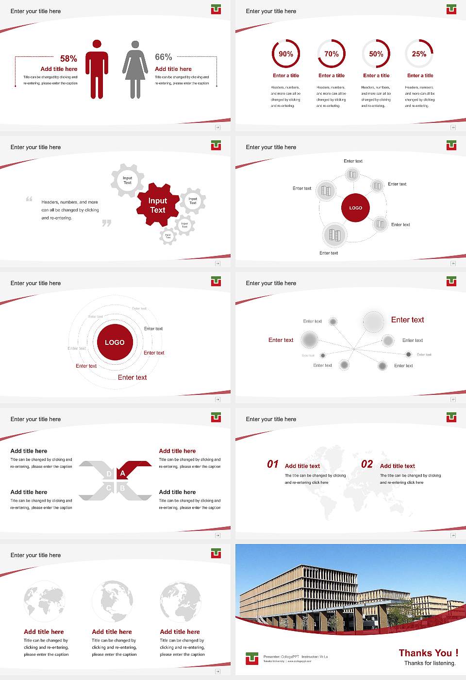 Tokoha University Course/Courseware Creation PPT Template16:9 ratio PPT effect preview image4