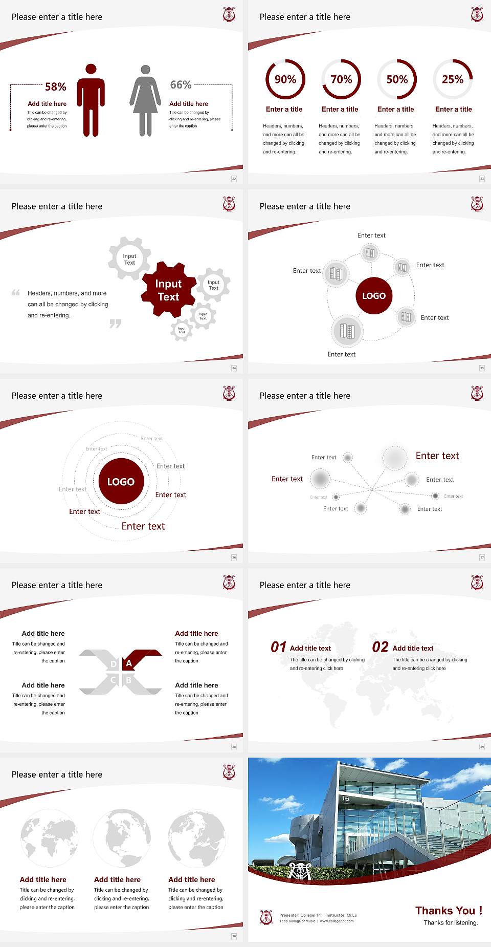 Toho College of Music Course/Courseware Creation PPT Template4:3 ratio PPT effect preview image4