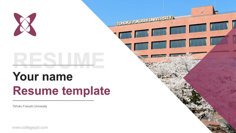 Tohoku Fukushi University Resume PPT Template16:9 ratio PPT effect preview image