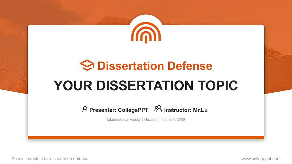 Takushoku University（Hachiōji） Graduation Thesis Defense PPT Template16:9 ratio PPT effect preview image