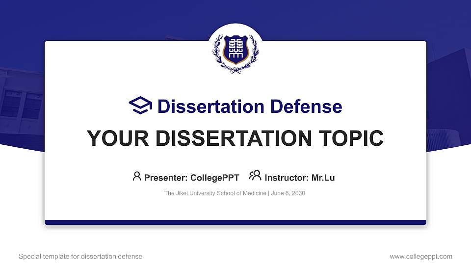 The Jikei University School of Medicine Graduation Thesis Defense PPT Template16:9 ratio PPT effect preview image