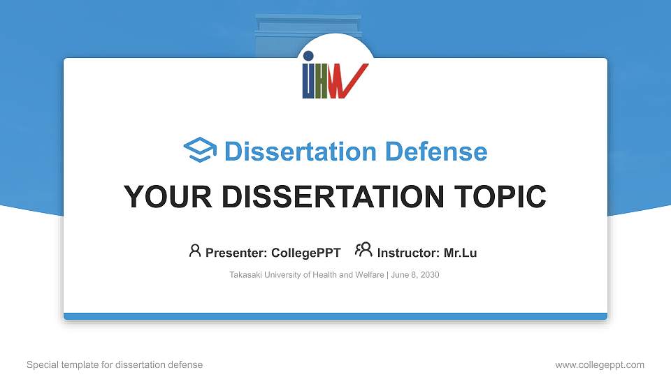 Takasaki University of Health and Welfare Graduation Thesis Defense PPT Template16:9 ratio PPT effect preview image
