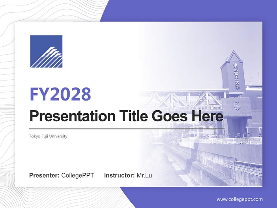 Tokyo Fuji University Academic Presentation/Research Findings Report PPT Template4:3 ratio PPT effect preview image5
