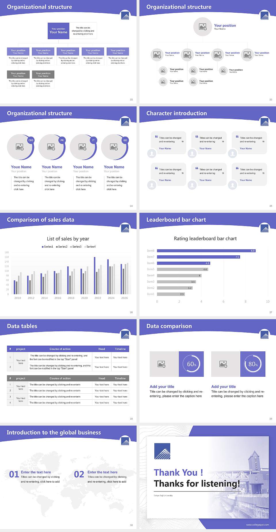 Tokyo Fuji University Academic Presentation/Research Findings Report PPT Template4:3 ratio PPT effect preview image4