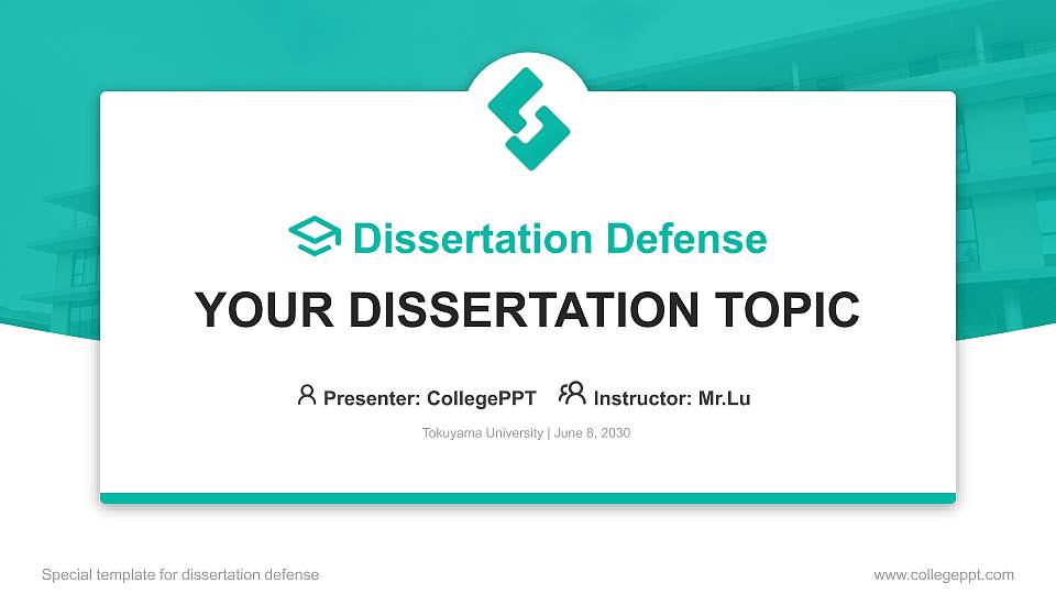 Tokuyama University Graduation Thesis Defense PPT Template16:9 ratio PPT effect preview image