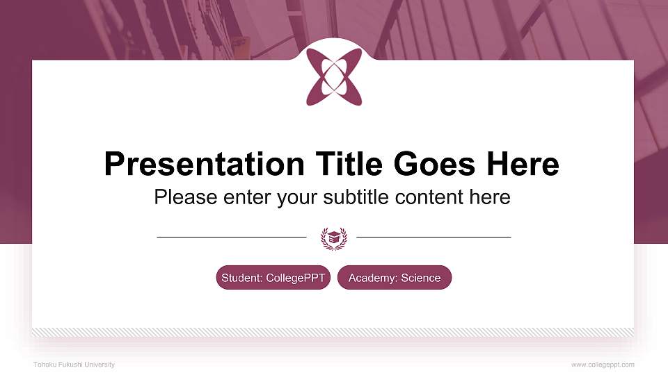 Tohoku Fukushi University National Scholarship Defense PPT Template16:9 ratio PPT effect preview image