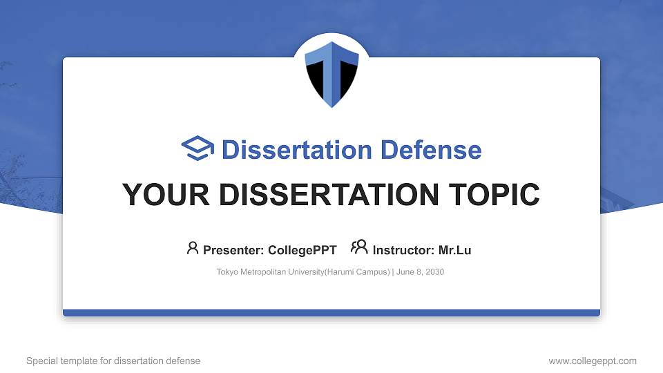 Tokyo Metropolitan University(Harumi Campus) Graduation Thesis Defense PPT Template16:9 ratio PPT effect preview image