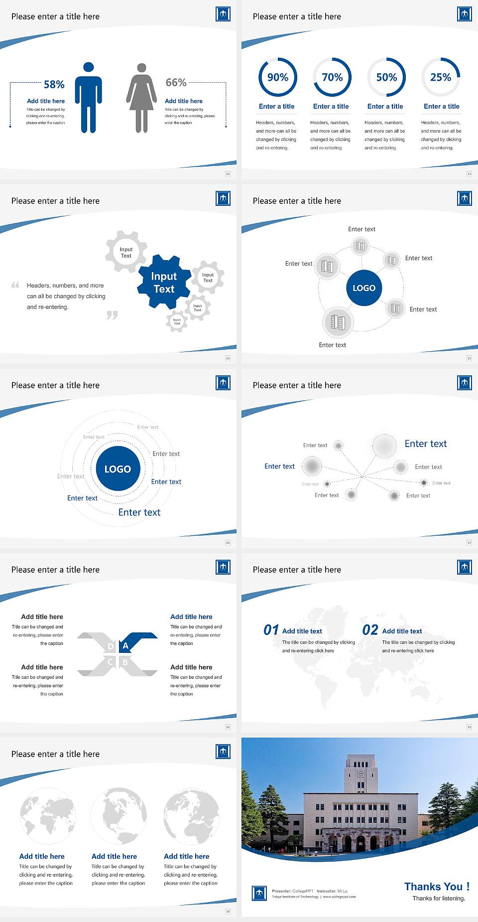 Tokyo Institute of Technology Course/Courseware Creation PPT Template4:3 ratio PPT effect preview image4