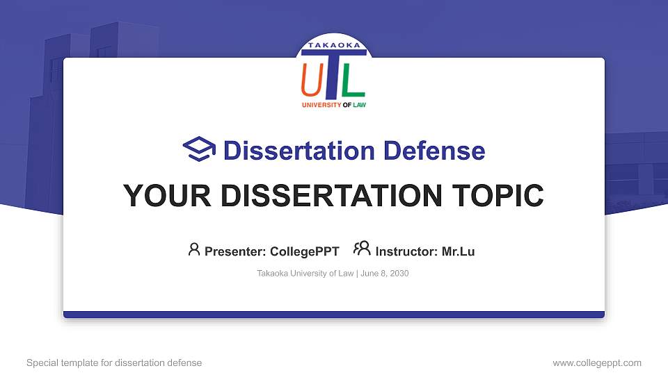 Takaoka University of Law Graduation Thesis Defense PPT Template16:9 ratio PPT effect preview image