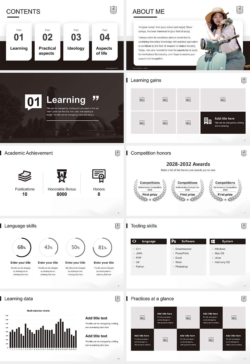Tokyo Christian University National Scholarship Defense PPT Template16:9 ratio PPT effect preview image2