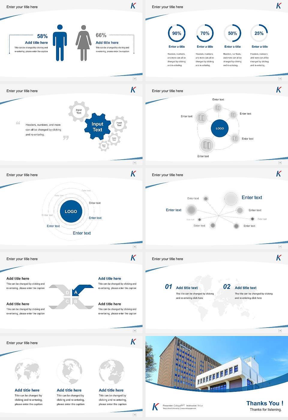Tokyo Kasei University Course/Courseware Creation PPT Template16:9 ratio PPT effect preview image4