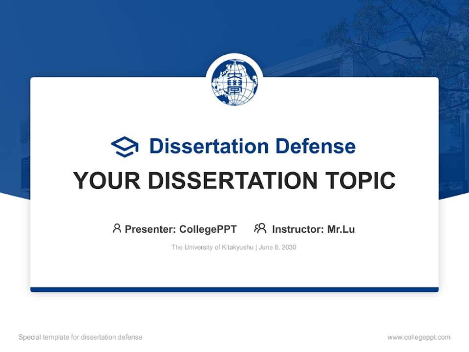 The University of Kitakyushu Graduation Thesis Defense PPT Template4:3 ratio PPT effect preview image7