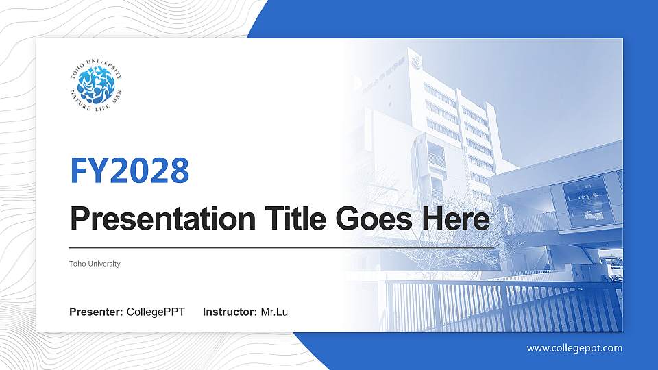 Toho University Academic Presentation/Research Findings Report PPT Template16:9 ratio PPT effect preview image