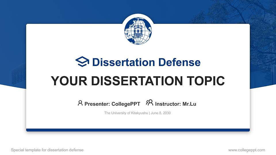 The University of Kitakyushu Graduation Thesis Defense PPT Template16:9 ratio PPT effect preview image