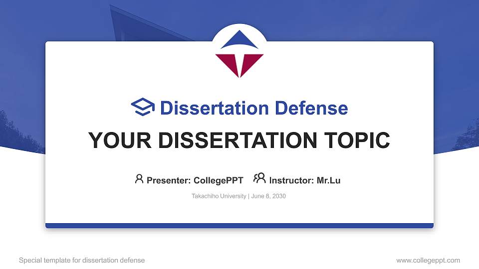 Takachiho University Graduation Thesis Defense PPT Template16:9 ratio PPT effect preview image