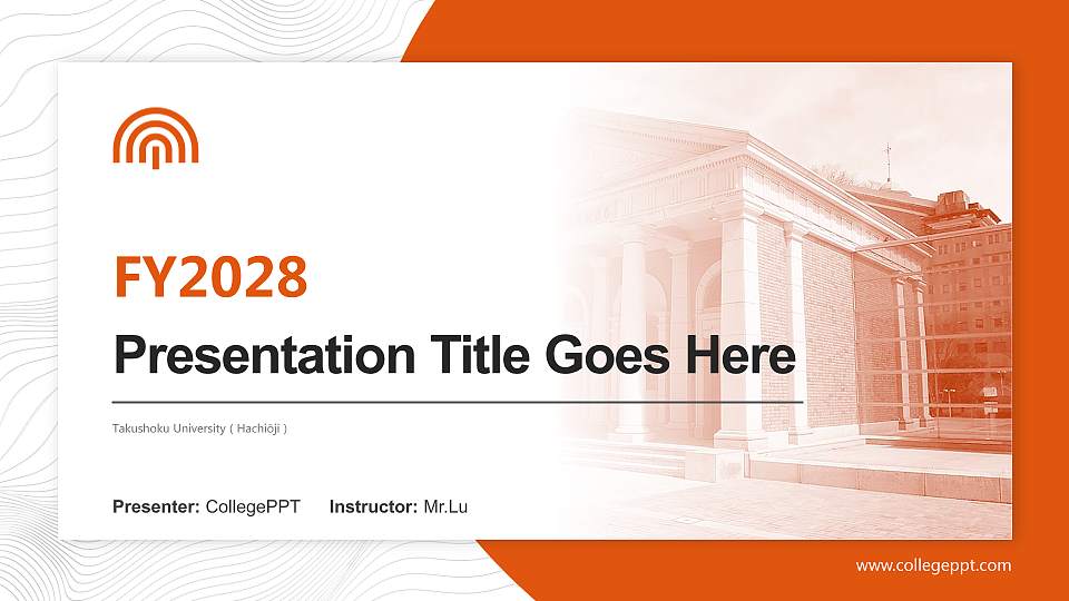 Takushoku University（Hachiōji） Academic Presentation/Research Findings Report PPT Template16:9 ratio PPT effect preview image