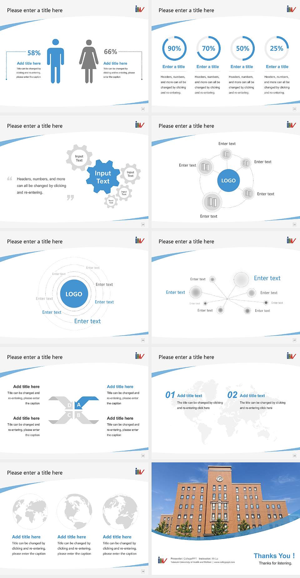 Takasaki University of Health and Welfare Course/Courseware Creation PPT Template4:3 ratio PPT effect preview image4