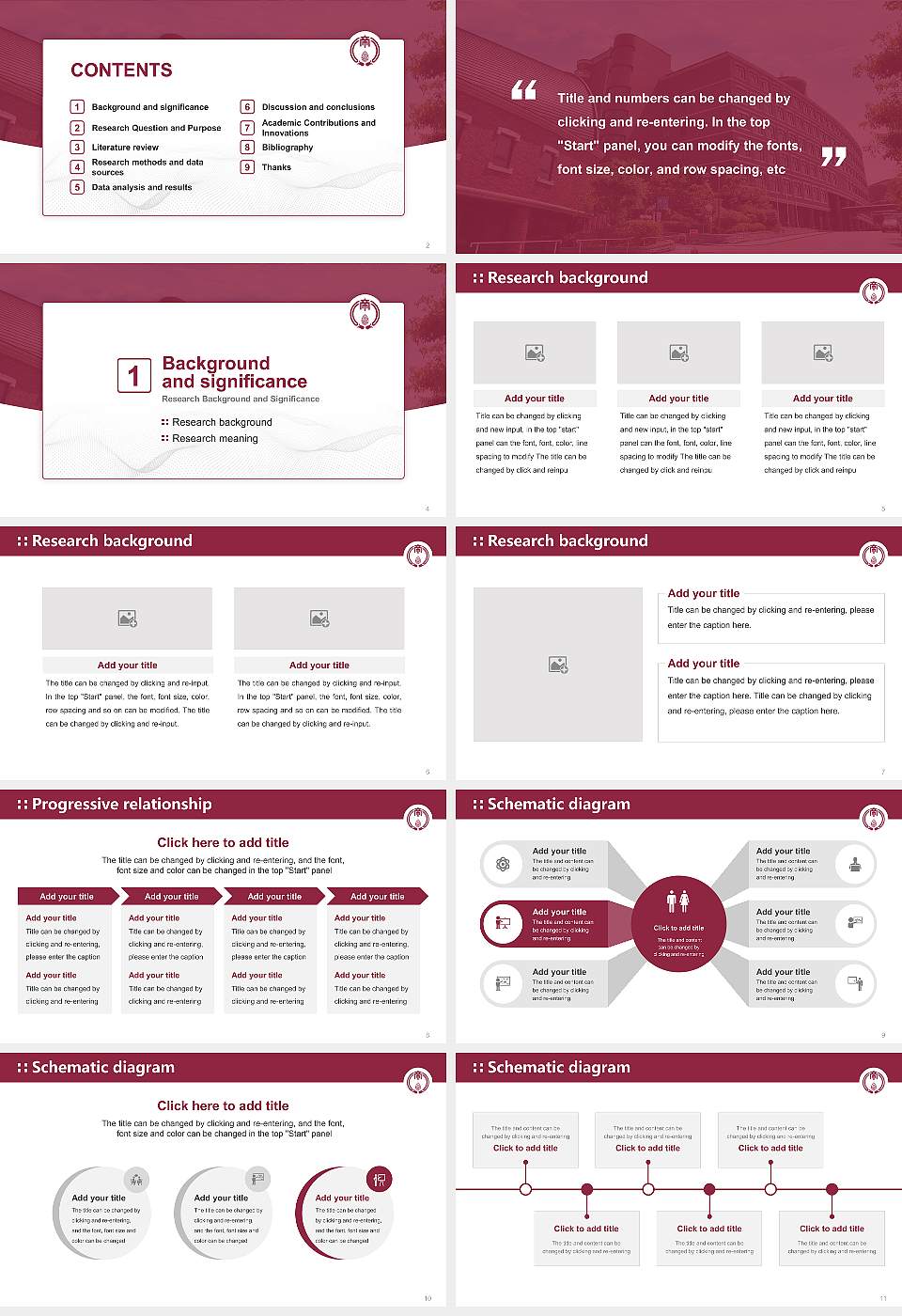 Tezukayama Gakuin University Graduation Thesis Defense PPT Template16:9 ratio PPT effect preview image2