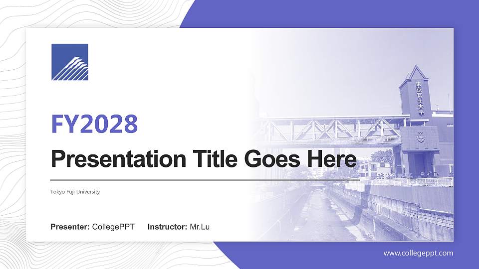 Tokyo Fuji University Academic Presentation/Research Findings Report PPT Template16:9 ratio PPT effect preview image