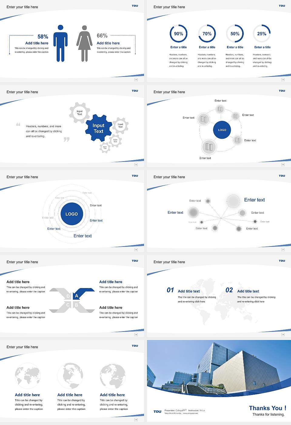 Tokyo Denki University Course/Courseware Creation PPT Template16:9 ratio PPT effect preview image4