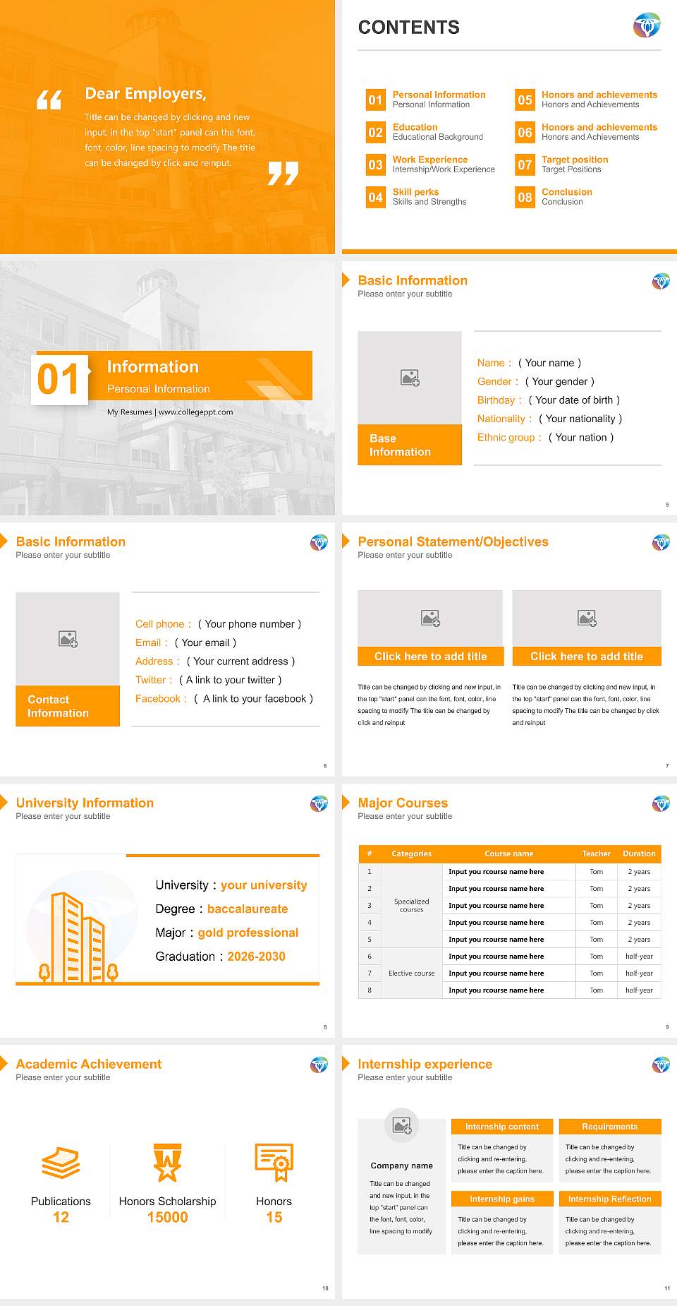 Tohoku Bunka Gakuen University Resume PPT Template4:3 ratio PPT effect preview image2