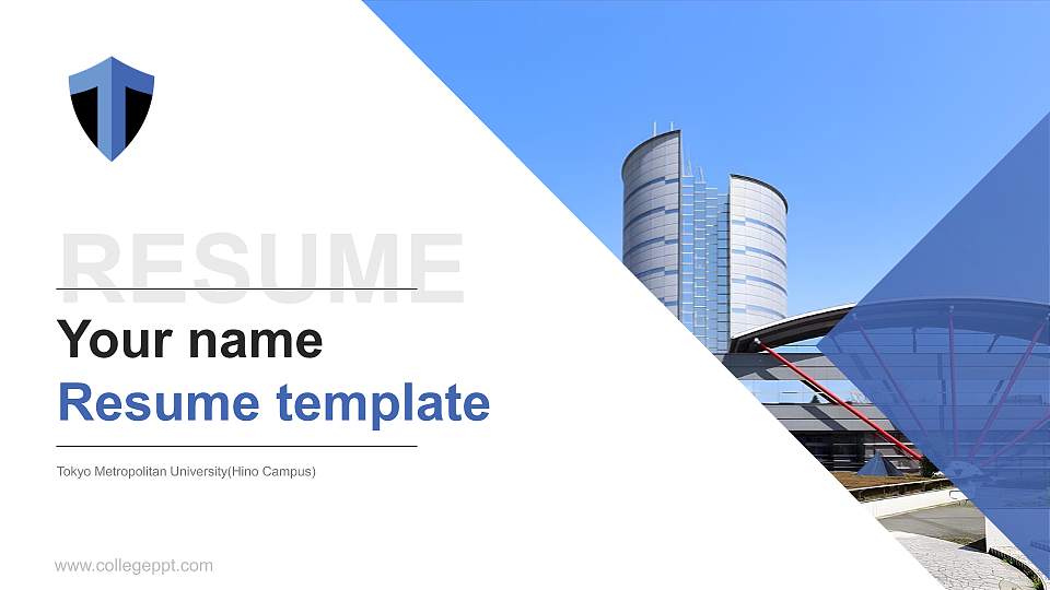 Tokyo Metropolitan University(Hino Campus) Resume PPT Template16:9 ratio PPT effect preview image