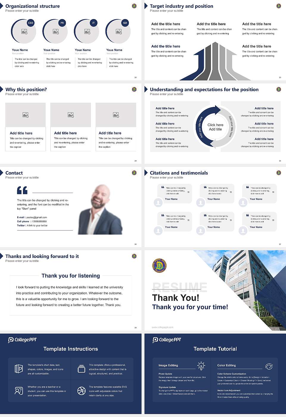 The Nippon Dental University Resume PPT Template16:9 ratio PPT effect preview image4