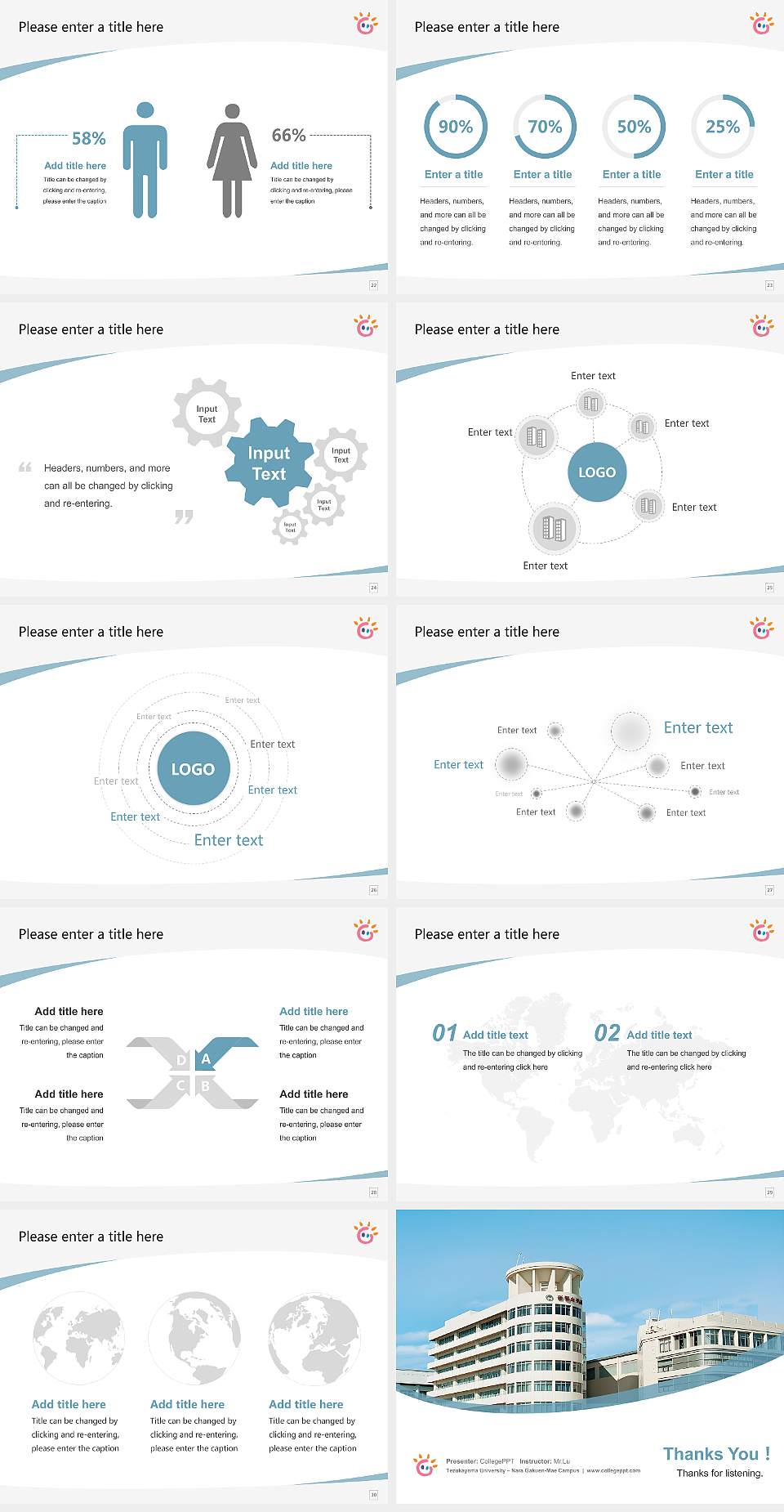 Tezukayama University – Nara Gakuen-Mae Campus Course/Courseware Creation PPT Template4:3 ratio PPT effect preview image4