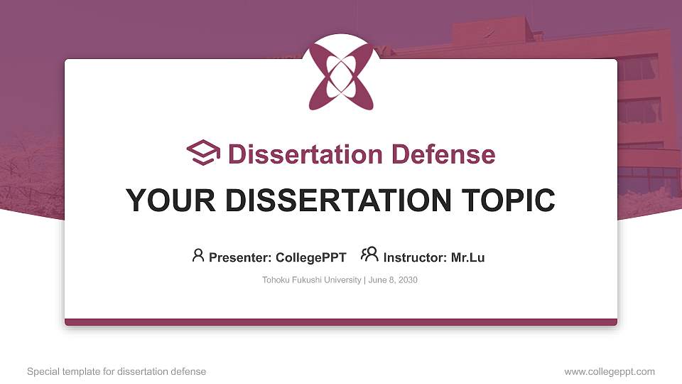 Tohoku Fukushi University Graduation Thesis Defense PPT Template16:9 ratio PPT effect preview image