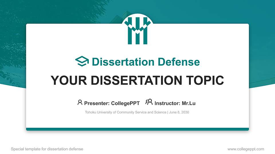 Tohoku University of Community Service and Science Graduation Thesis Defense PPT Template16:9 ratio PPT effect preview image