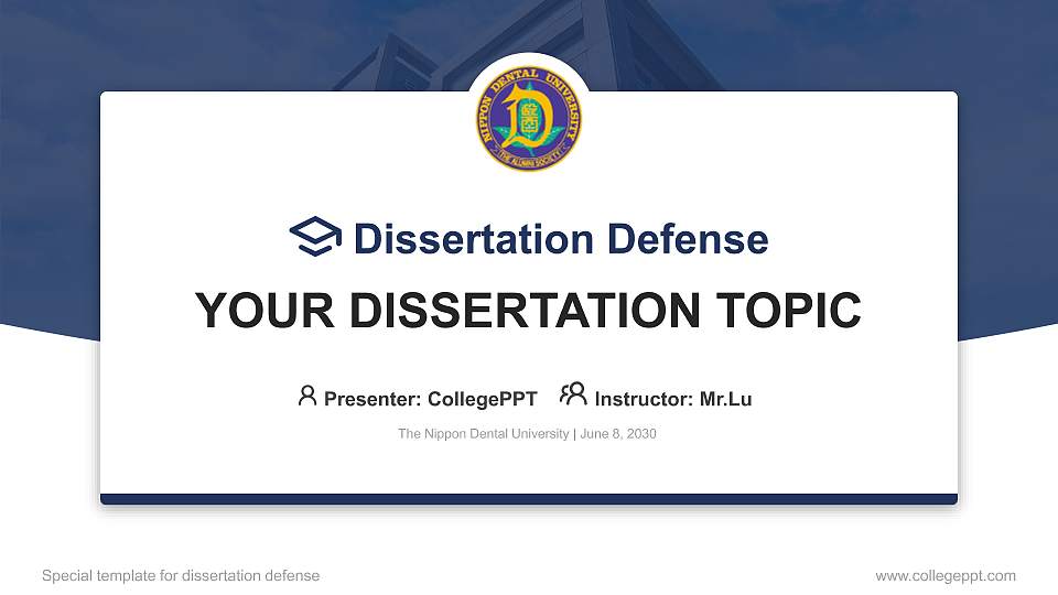 The Nippon Dental University Graduation Thesis Defense PPT Template16:9 ratio PPT effect preview image
