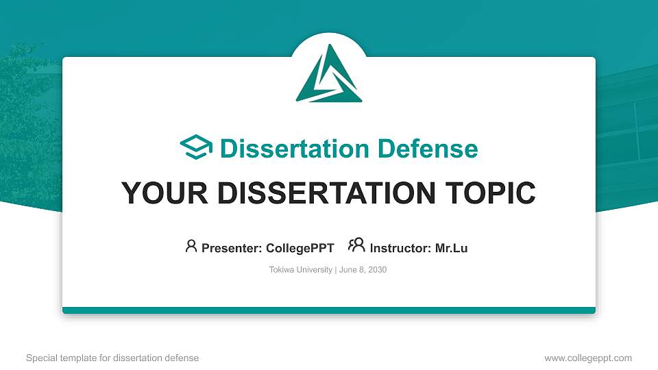 Tokiwa University Graduation Thesis Defense PPT Template16:9 ratio PPT effect preview image