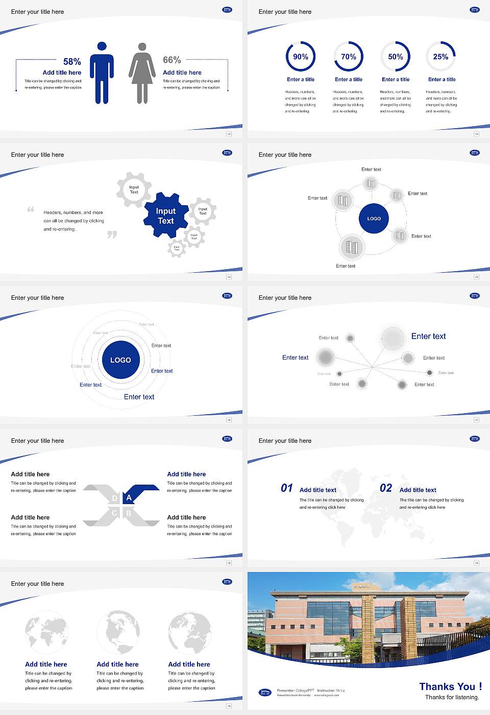 Tokushima Bunri University Course/Courseware Creation PPT Template16:9 ratio PPT effect preview image4