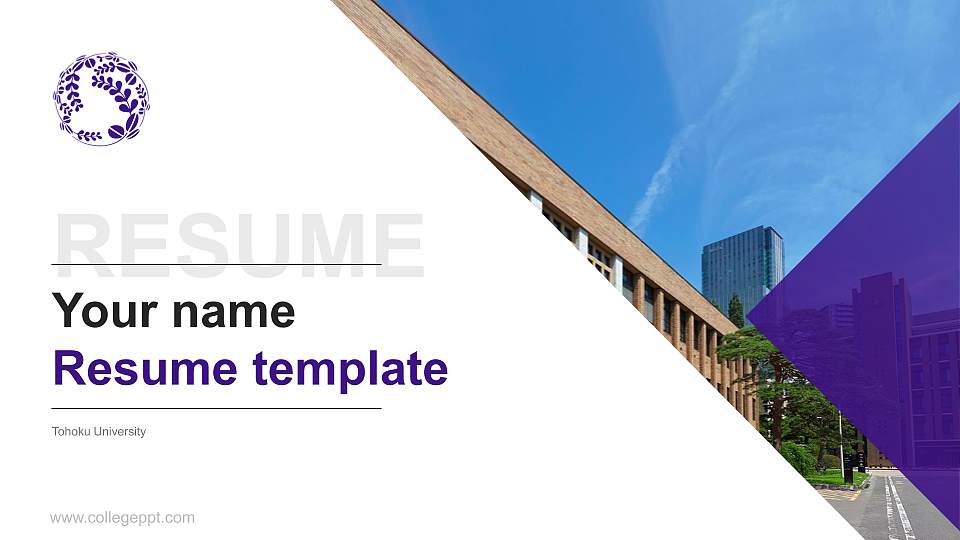 Tohoku University Resume PPT Template16:9 ratio PPT effect preview image