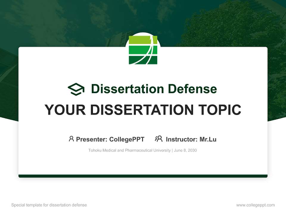 Tohoku Medical and Pharmaceutical University Graduation Thesis Defense PPT Template4:3 ratio PPT effect preview image7