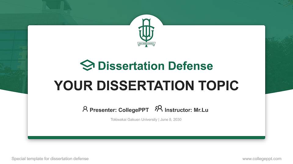 Tokiwakai Gakuen University Graduation Thesis Defense PPT Template16:9 ratio PPT effect preview image