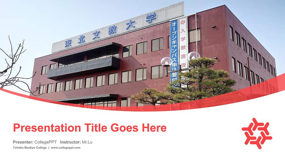 Tohoku Bunkyo College Course/Courseware Creation PPT Template16:9 ratio PPT effect preview image