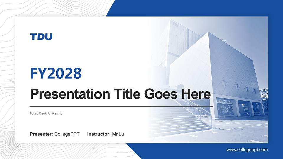 Tokyo Denki University Academic Presentation/Research Findings Report PPT Template16:9 ratio PPT effect preview image